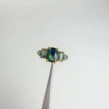 Load and play video in Gallery viewer, Handmade 5 x 8 mm. Cushion Cut Blue Australian Sapphire Cluster Ring
