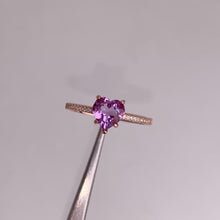 Load and play video in Gallery viewer, 7 mm. Heart Cut Purple Pink Brazilian Amethyst with Cz Band Ring
