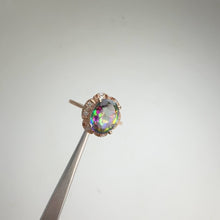 Load and play video in Gallery viewer, 7 x 9 mm. Oval Cut Multi-coloured Brazilian Mystic Topaz with Cz Halo Ring
