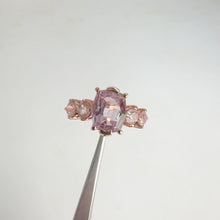 Load and play video in Gallery viewer, Handmade  8 x 10 mm. Hexagon Cut VVS Pink Afghan Kunzite and Rose Quartz Cluster Ring
