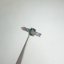 Load and play video in Gallery viewer, 4 x 6 mm. Oval Cut Green and Blue Thai Sapphire Cluster Ring
