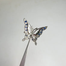 Load and play video in Gallery viewer, 1.5 mm. Round Cut Blue Thai Sapphire and Topaz Butterfly Ring
