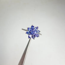 Load and play video in Gallery viewer, 3 x 4 mm. Pear Cut Blue Violet Tanzanite Cluster Ring
