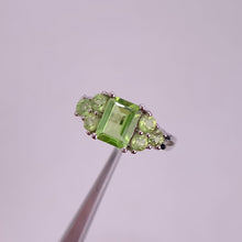 Load and play video in Gallery viewer, 6 x 8 mm. Octagon Cut Green Pakistani Peridot Cluster Ring
