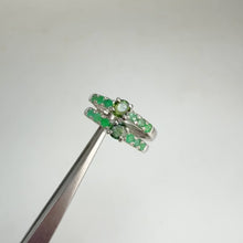 Load and play video in Gallery viewer, 4 mm. Round Cut Green Tanzanian Sapphire and Emerald Cluster Earrings

