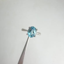 Load and play video in Gallery viewer, 7 x 9 mm. Oval Cut Sky Blue Brazilian Topaz Ring
