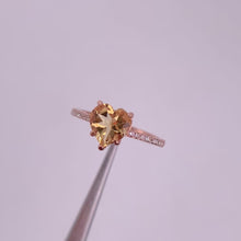 Load and play video in Gallery viewer, 7 mm. Heart Cut Yellow Brazilian Citrine with Cz Band Ring
