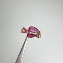 Load and play video in Gallery viewer, Handmade 5 x 8.5 mm. Pear Cut Pink Nigerian Tourmaline Cluster Ring (Blemished)
