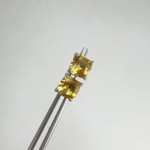 Load and play video in Gallery viewer, 6 mm. Cushion Cut Yellow Brazilian Citrine Earrings
