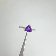 Load and play video in Gallery viewer, 6 mm. Trillion Cut Purple Brazilian Amethyst Ring

