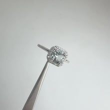 Load and play video in Gallery viewer, 6 mm. Round Cut Light Blue Brazilian Aquamarine with Cz Accents Ring
