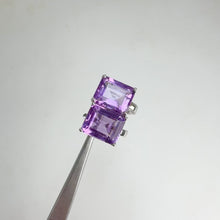 Load and play video in Gallery viewer, 9 x 11 mm. Octagon Cut Purple Brazilian Amethyst Earrings
