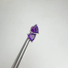 Load and play video in Gallery viewer, 6 mm. Trillion Cut Purple Brazilian Amethyst Earrings
