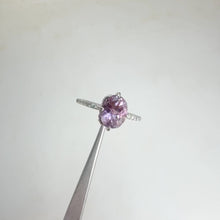 Load and play video in Gallery viewer, 7 x 9 mm. Oval Cut Purple Brazilian Amethyst with Cz Band Ring

