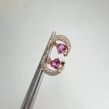 Load and play video in Gallery viewer, 5 mm. Round Cut Pink Brazilian Mystic Topaz with Cz Accents Moon Earrings
