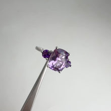Load and play video in Gallery viewer, 7 x 9 mm. Antique Cut Purple Brazilian Amethyst Trilogy Ring
