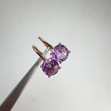 Load and play video in Gallery viewer, 8 mm. Round Cut Purple Brazilian Amethyst Earrings
