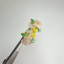 Load and play video in Gallery viewer, 11 mm. Carved Flower Mother of Pearl with Cz Accents Earrings
