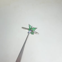 Load and play video in Gallery viewer, 3 x 5 mm. Pear Cut Green Brazilian Emerald and Tanzanite with Cz Accents Ring

