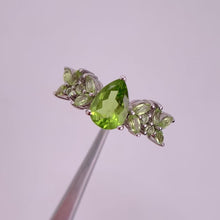 Load and play video in Gallery viewer, 7 x 10 mm. Pear Cut  Green Pakistani Peridot Cluster Ring
