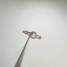 Load and play video in Gallery viewer, 4 x 6 mm. Oval Cut White Brazilian Topaz Cluster Ring
