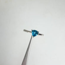 Load and play video in Gallery viewer, 5 mm. Trillion Cut London Blue Brazilian Topaz Ring
