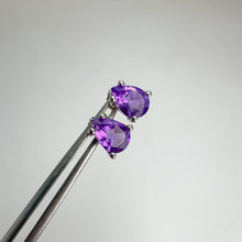 Load and play video in Gallery viewer, 5 x 7 mm. Pear Cut Purple Brazilian Amethyst Earrings
