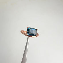 Load and play video in Gallery viewer, 6 x 8 mm. Octagon Cut London Blue Brazilian Topaz Ring
