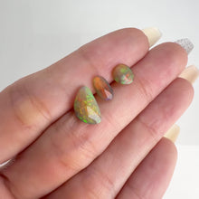 Load and play video in Gallery viewer, Lot of 3 6 x 9 mm. Freeform Rose Cut Multi-coloured Ethiopian Opal
