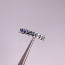 Load and play video in Gallery viewer, 2.5 mm. Round Cut Blue Thai Sapphire Half Eternity Ring
