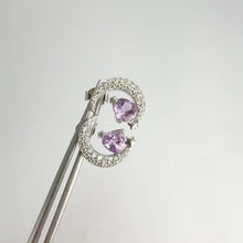Load and play video in Gallery viewer, 5 mm. Heart Cut Purple Brazilian Amethyst with Cz Accents Moon Earrings
