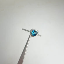 Load and play video in Gallery viewer, 5 mm. Heart Cut London Blue Brazilian Topaz with Cz Halo Ring
