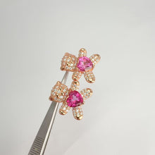Load and play video in Gallery viewer, 8 mm. Heart Cut Pink Brazilian Mystic Topaz with Cz Accents Bear Earrings
