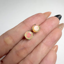 Load and play video in Gallery viewer, 7 mm. Round Cut Multi-coloured Ethiopian Opal Earrings
