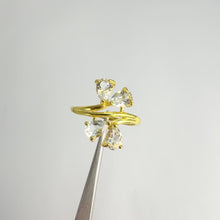 Load and play video in Gallery viewer, 4 x 6 mm. Pear Cut White Brazilian Topaz Cluster Ring
