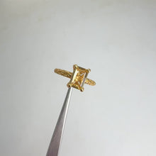 Load and play video in Gallery viewer, 5 x 7 mm. Octagon Cut Yellow Brazilian Citrine with Cz Accents Ring

