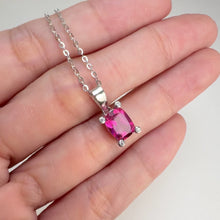Load and play video in Gallery viewer, 6 x 8 mm. Antique Cut Pink Brazilian Mystic Topaz with Cz Accents Pendant and Necklace
