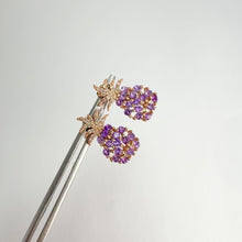 Load and play video in Gallery viewer, 1.8 mm. Round Cut Purple Brazilian Amethyst with Cz Accents Pineapple Earrings

