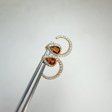 Load and play video in Gallery viewer, 4 x 6 mm. Pear Cut Orange Brazilian Citrine with Cz Accents Earrings
