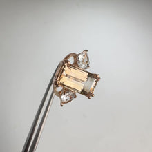 Load and play video in Gallery viewer, Handmade 8 x 14 mm. Octagon Cut Champagne Brazilian Topaz Trilogy Ring
