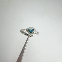 Load and play video in Gallery viewer, 4 x 6 mm. Pear Cut Blue Thai Sapphire with Cz Halo Open Ring
