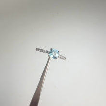 Load and play video in Gallery viewer, 5 mm. Cushion Cut Sky Blue Brazilian Topaz with Cz Band Ring

