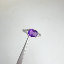 Load and play video in Gallery viewer, 7 x 9 mm. Cushion Cut Purple Brazilian Amethyst Ring
