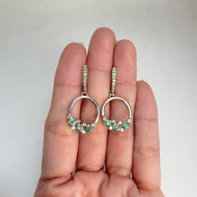 Load and play video in Gallery viewer, 3 mm. Round Cut Green Brazilian Emerald and Peridot Drop Earrings

