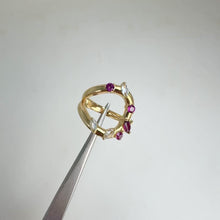Load and play video in Gallery viewer, 2.5 x 5 mm. Marquise Cut Purple African Rhodolite Garnet and Topaz Open Ring
