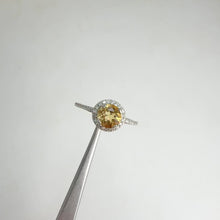 Load and play video in Gallery viewer, 6 mm. Round Cut Yellow Brazilian Citrine with Cz Halo Ring
