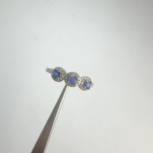 Load and play video in Gallery viewer, 3 mm. Round Cut Blue Thai Sapphire with Cz Halo Cluster Ring
