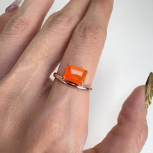 Load and play video in Gallery viewer, 6 x 8 mm. Octagon Cut Orange Ethiopian Opal Ring
