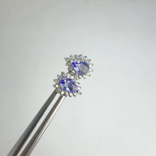Load and play video in Gallery viewer, 4 x 6 mm. Pear Cut Blue Violet Tanzanite with Cz Accents Earrings
