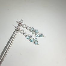 Load and play video in Gallery viewer, 4 mm. Round Cut Sky Blue Brazilian Topaz with Cz Accents Cluster Earrings
